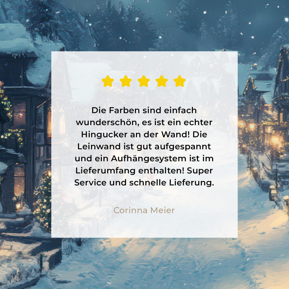 LEINWANDBILD Weihnachtsdorf - Weihnachten - Schnee - Winter 40x30 cm - Dunkelblau, Textil (40/30cm) - MuchoWow