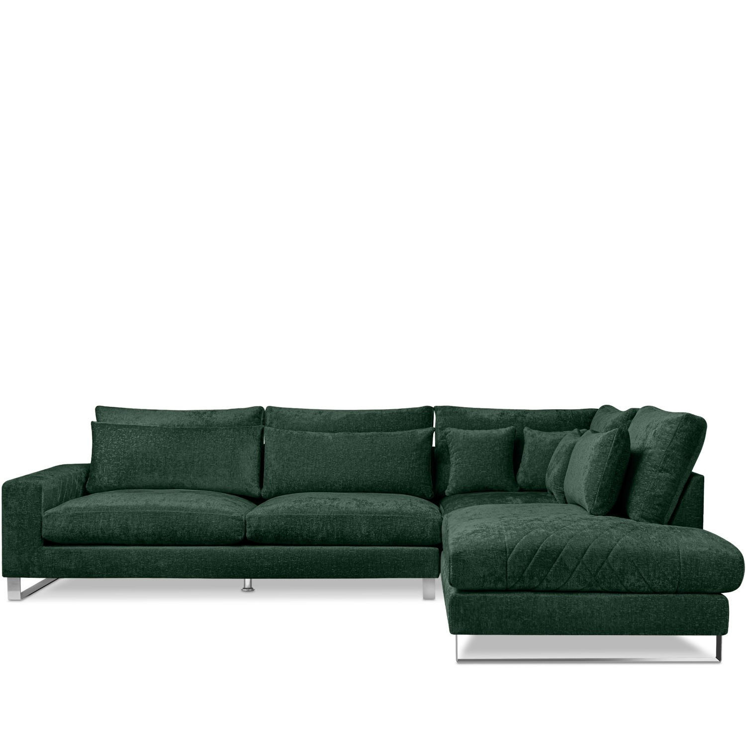 ECKSOFA RECHTS BRENTIS Chenille-Stoff, Grün - Grün, Textil (314/224cm) - KONSIMO®