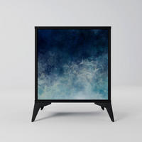SIDEBOARD CELESTIAL FALL, Schwarz, 57,5x42x70,5 cm, Schwarze Metall-Sternfüße - Multicolor/Schwarz, Holzwerkstoff/Metall (57.5/70.5/42cm) - SpaceRebels