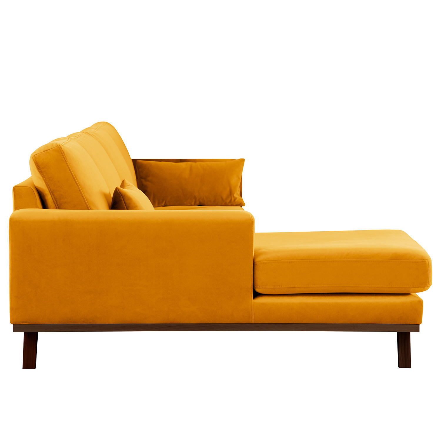 ECKSOFA mit Longchair - Gelb/Buchefarben, Textil (281/153cm) - home24