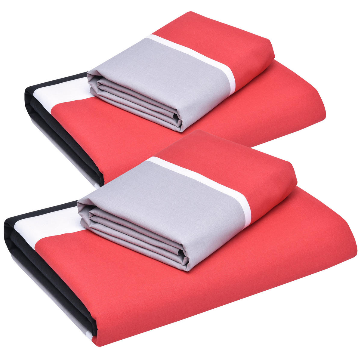 BETTWÄSCHE Delia 155/220 cm + Kissenbezug 80/80 cm Gestreift Renforcé 2er Set - Multicolor, Naturmaterialien/Textil (155/220cm) - Beautissu 