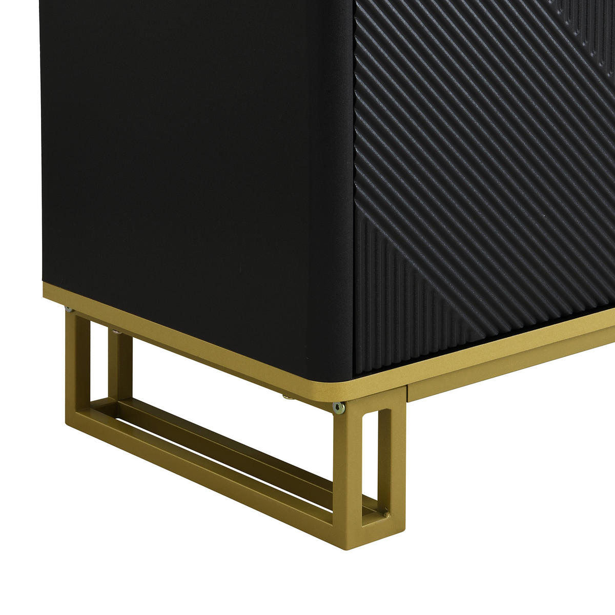 LOWBOARD TV-Schrank mit 4 Türen und geometrischer Textur 160/37,5/48 cm - Goldfarben/Schwarz, Holzwerkstoff/Metall (160/48/37.5cm) - EVRYAE