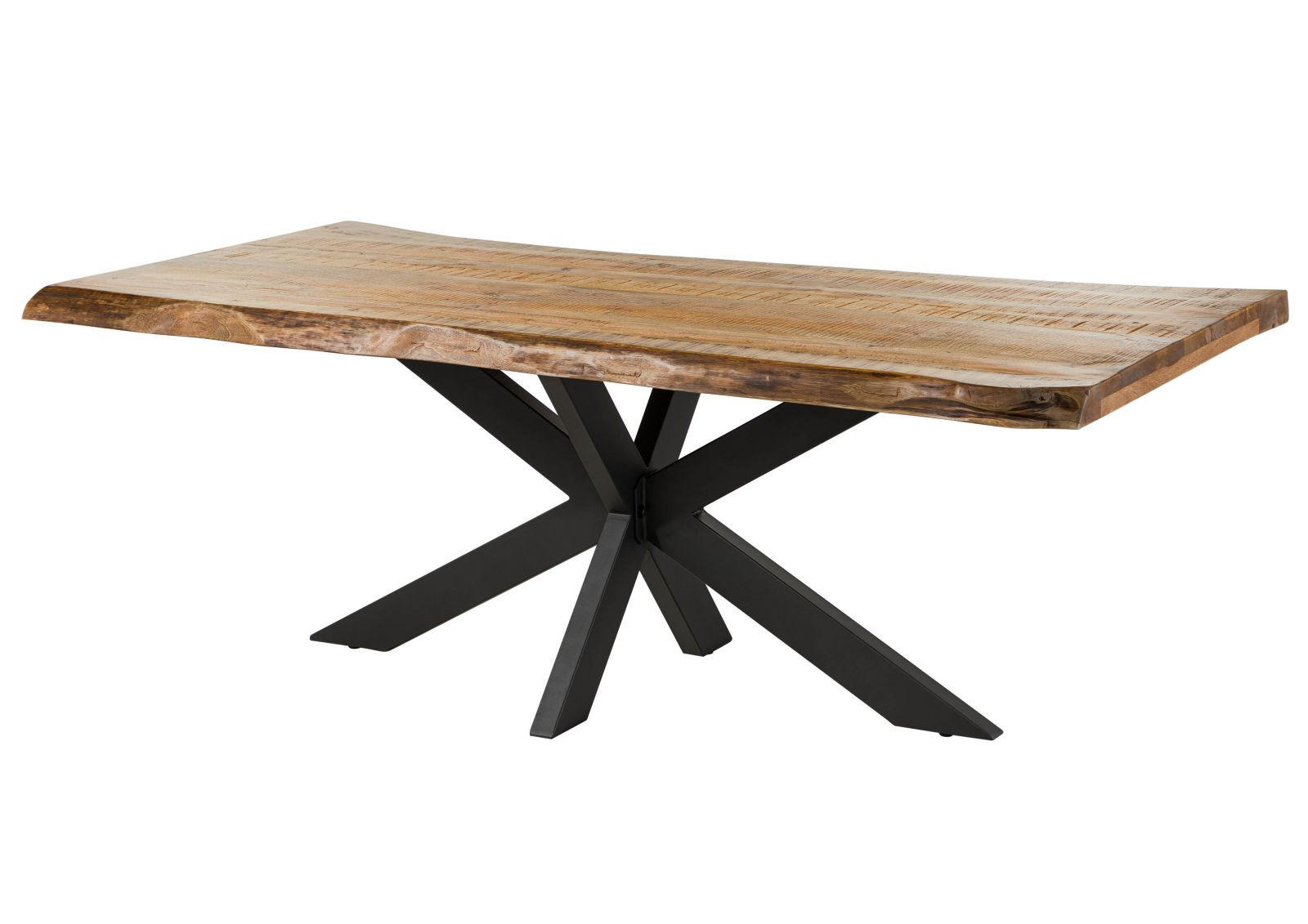 BAUMTISCH Mango 180x90x77 natur lackiert / Kreuzgestell anthrazit matt FREEFORM 5 - Braun, Holz (90/180/77cm) - Massivmoebel24
