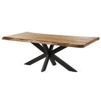 BAUMTISCH Mango 180x90x77 natur lackiert / Kreuzgestell anthrazit matt FREEFORM 5 - Braun, Holz (90/180/77cm) - Massivmoebel24