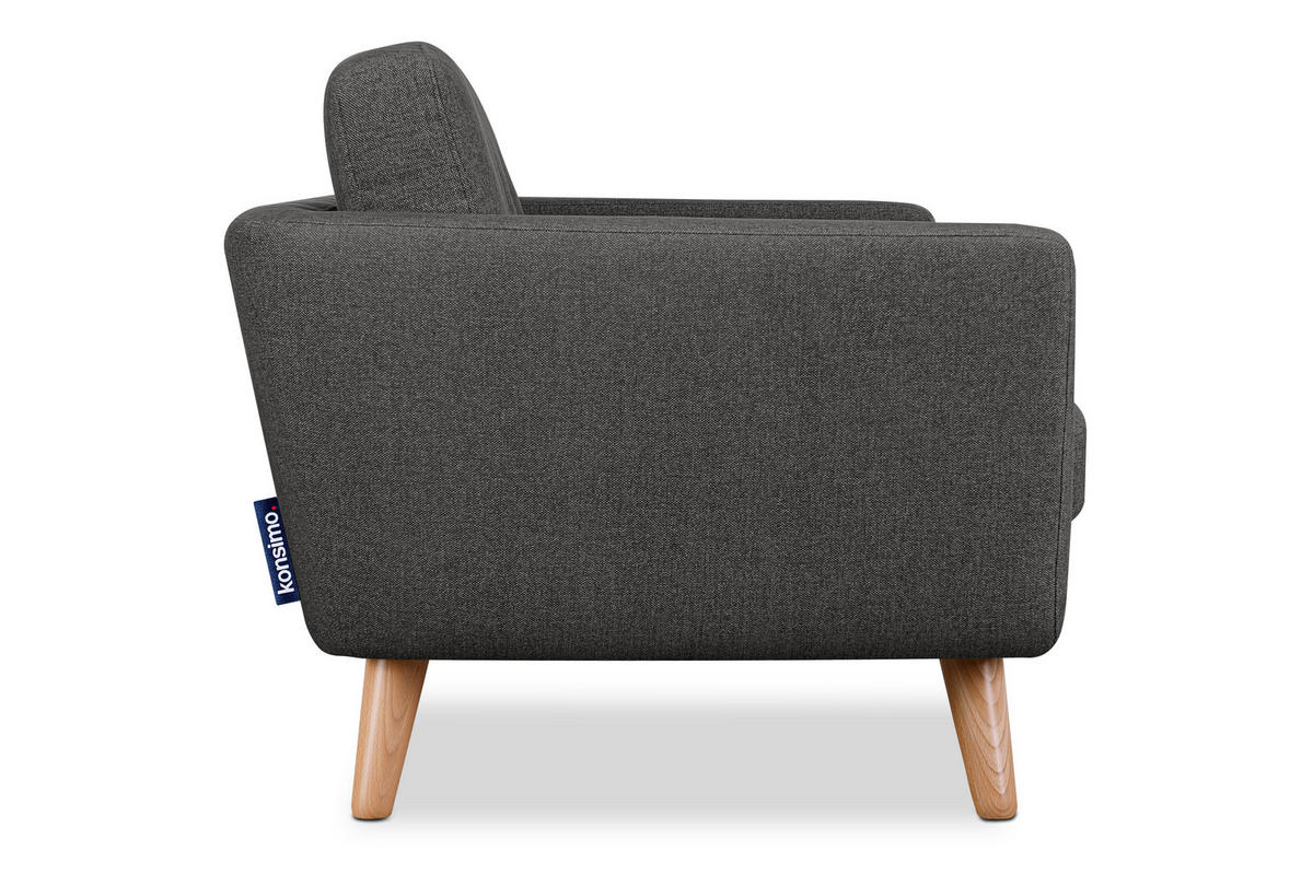 2-SITZER-SOFA TAGIO II mit Armlehnen, Graphit/Braun - Graphitfarben, Textil (88/80/153cm) - KONSIMO®