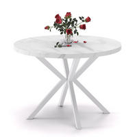 AUSZIEHTISCH MILTON 90-166/76 cm mit Metallgestell, Weiß / Bianco Marmor - Perlmutt/Weiß, Holzwerkstoff/Metall (90/90/76cm) - Idohome