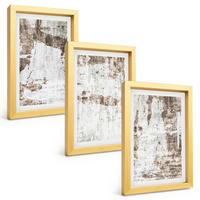 BILDER SET 3er Set - 20x30 cm Goldrahmen - Abstrakte Muster, weiß, braun - Goldfarben, Kunststoff (20/30cm) - TULUP