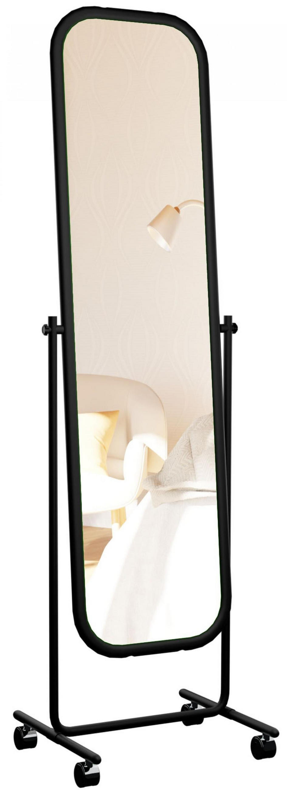 STANDSPIEGEL eckig 48/45/166 cm Metall schwarz - Schwarz, Metall (48/166/45cm) - CLP