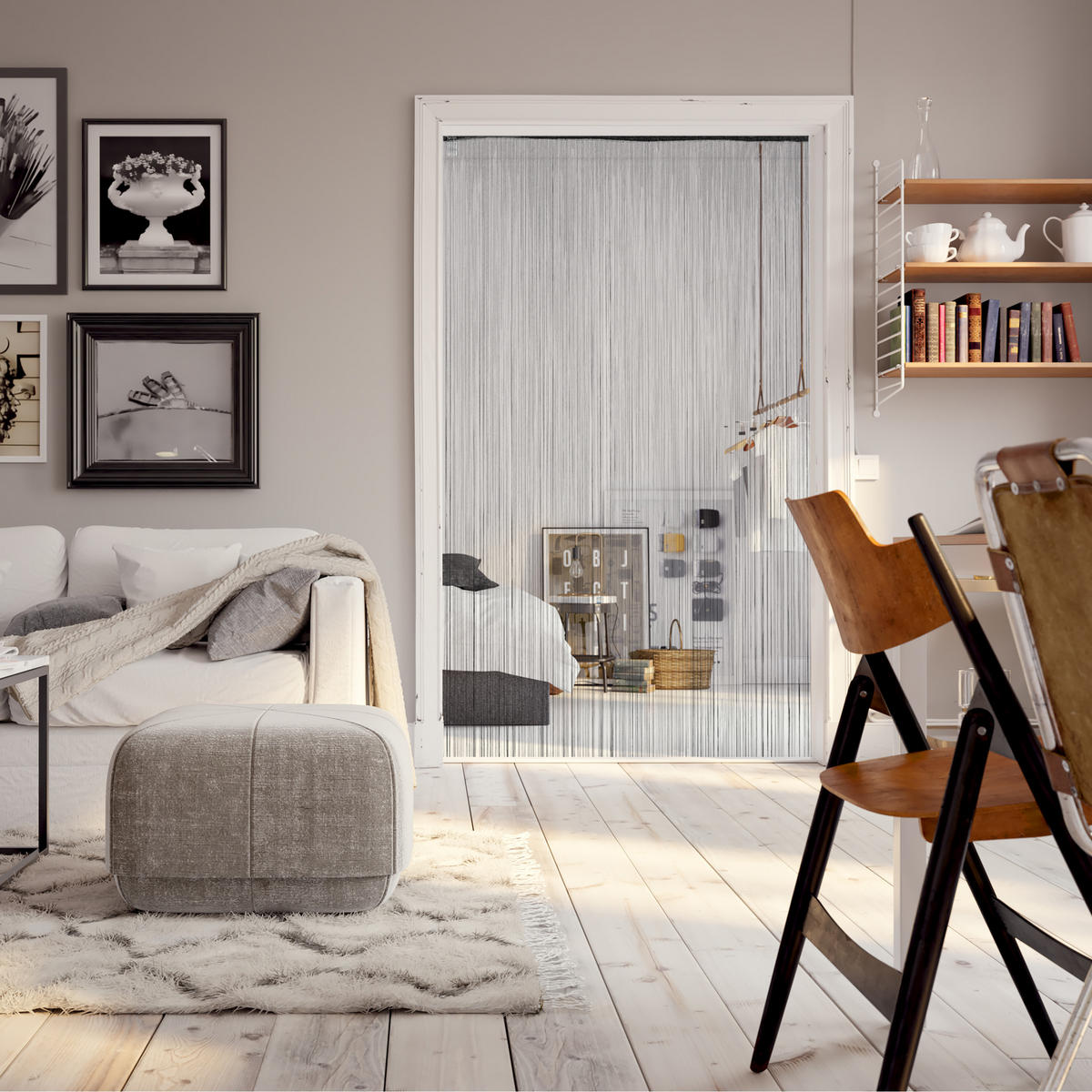 FADENVORHANG - Schwarz, Textil (145/245/0.1cm) - Relaxdays