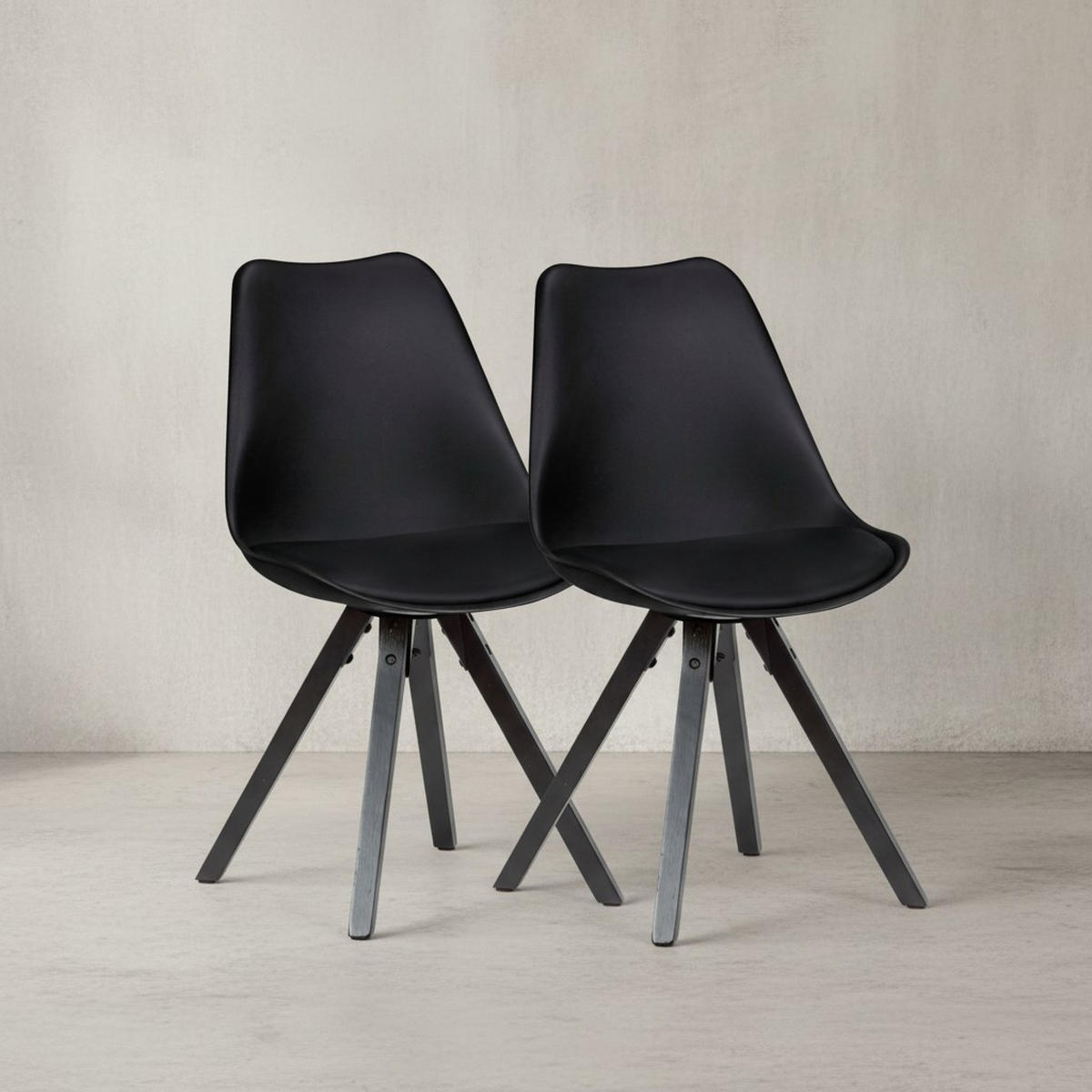 ESSZIMMERSTUHL Stoffbezug mit Holzgestell Modern gepolstert, Schwarz 49x52x87 cm - Schwarz, Holz/Kunststoff (49/87/52cm) - KADIMA DESIGN