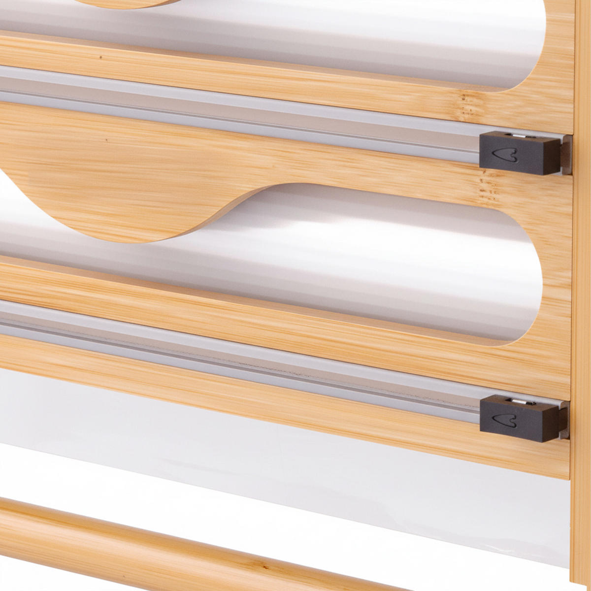 WANDROLLENHALTER - Hellbraun, Holz/Kunststoff (35/27/7cm) - Relaxdays