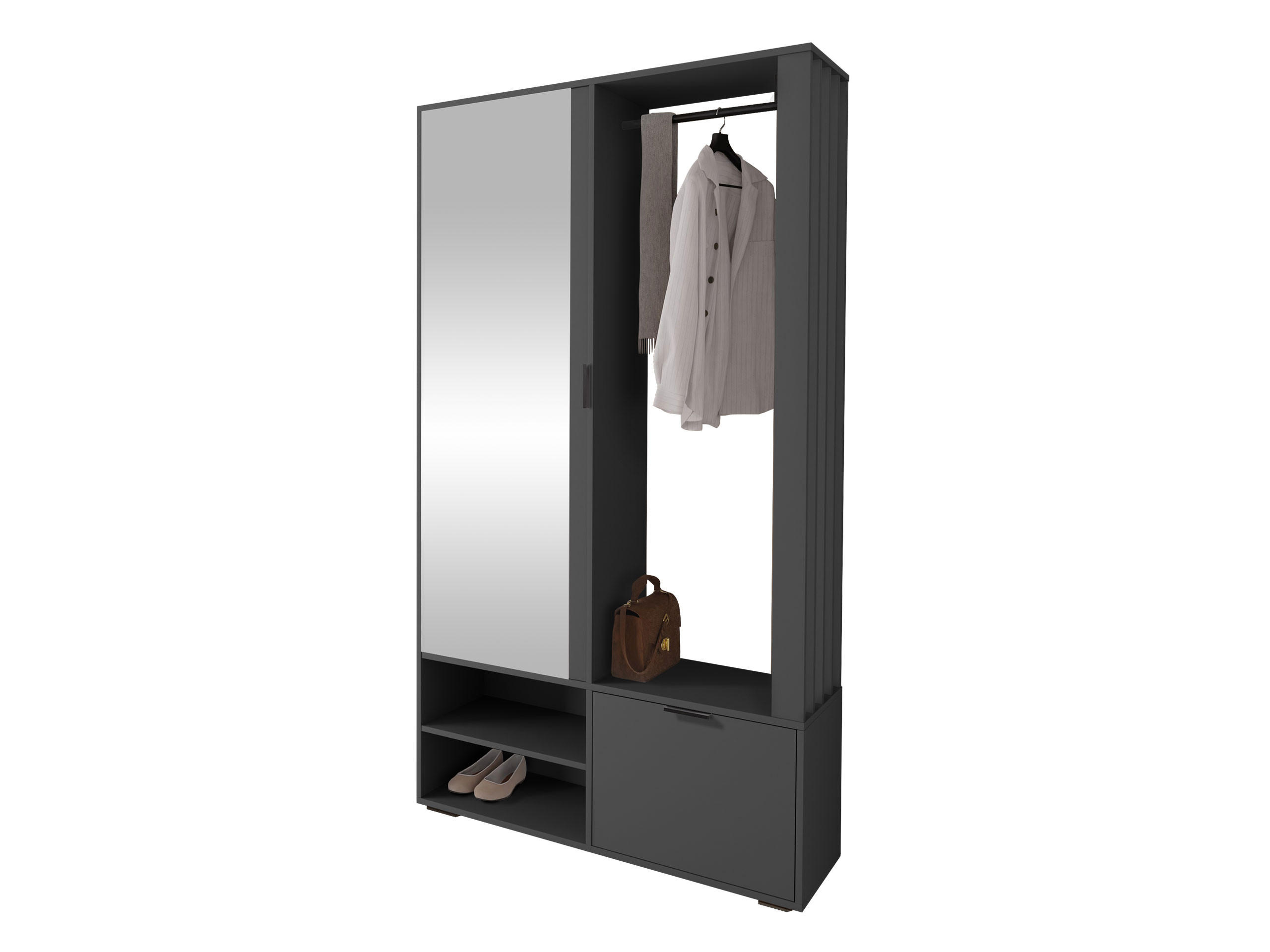 GARDEROBE Milo - Anthrazit/Schwarz, Holzwerkstoff/Kunststoff (100/190/33cm) - MIRJAN24