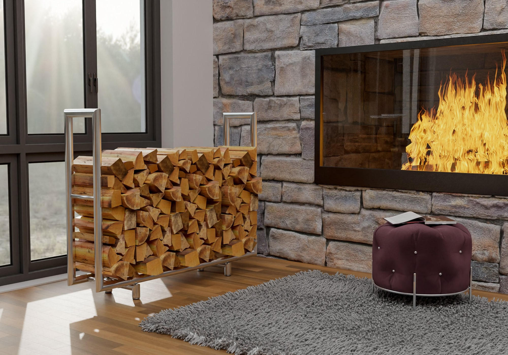 KAMINHOLZREGAL 122/30/91 cm Edelstahl edelstahl - Edelstahlfarben, Metall (122/91/30cm) - CLP