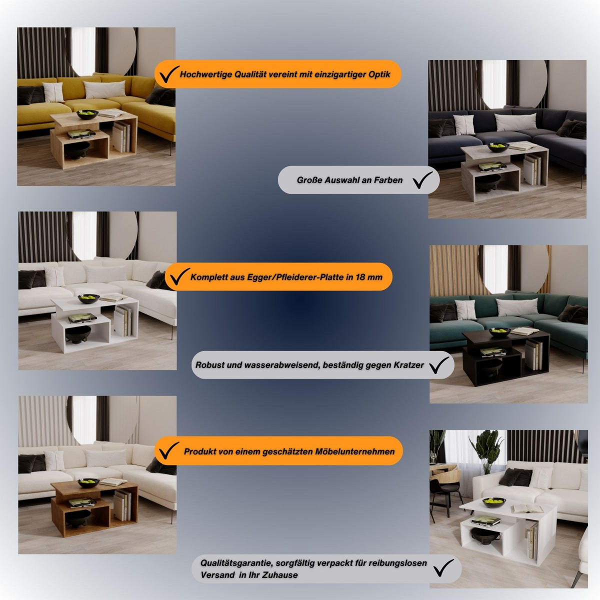 COUCHTISCH Maja90 90/44/50 - Beige, Holzwerkstoff (50/90/44cm) - RAUMHIRSCH FURNITURE