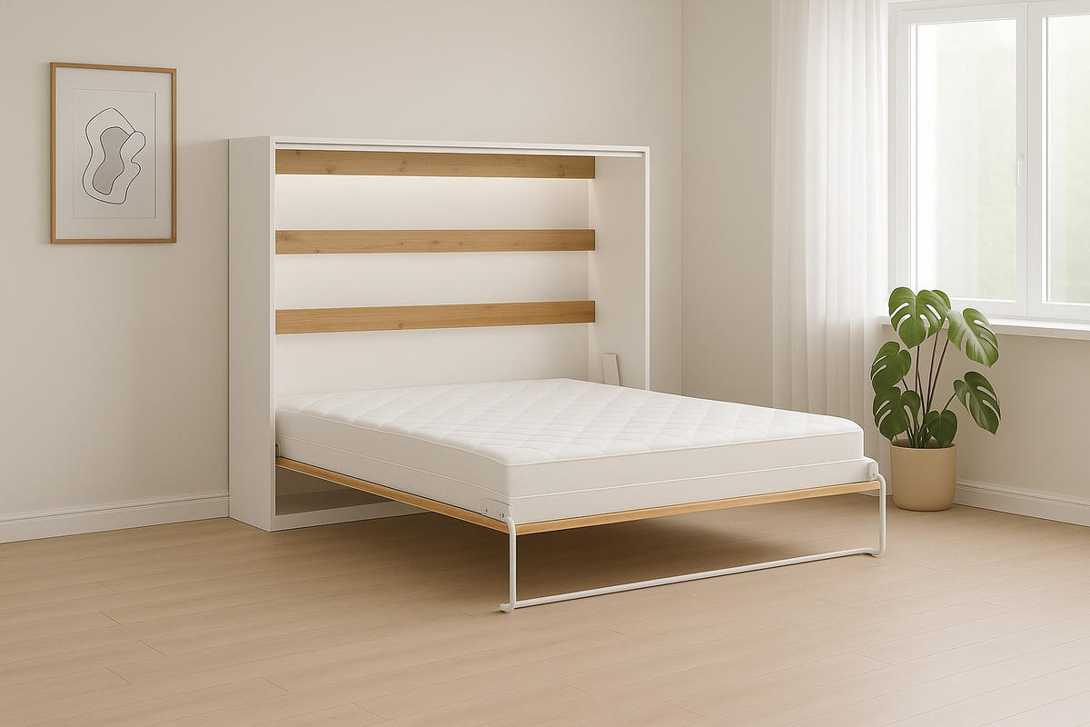 SCHRANKBETT Perfekt 160x200 Ein Horizontales Das Design Und Funktionalität Vereint Eiche + Weiß - Mooreichefarben/Eichefarben, Holz/Holzwerkstoff (160/200cm) - Kaiser Möbel