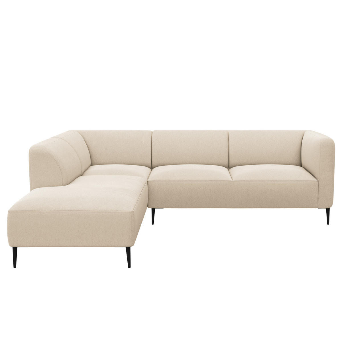 2,5-SITZER ECKSOFA mit Ottomane - Beige/Schwarz, Textil/Metall (252/205cm) - home24