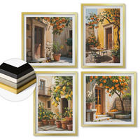 WANDBILDER 4er Set - 50x50 cm & 40x60 cm Goldrahmen - Zitrusfrüchte in der Sonne - Goldfarben, Kunststoff (50/50cm) - ArtPrintCave