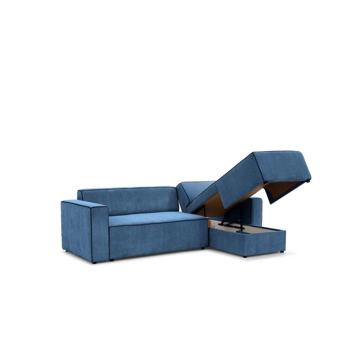 ECKSOFA Schlafsofa Waldo In Poso - Blau, Holzwerkstoff/Textil (260/173cm) - Fun Möbel