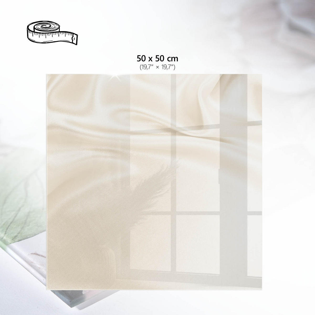 TISCHPLATTE 50x50 cm – Cremige Wellen - Grau, Glas (50/50/0.4cm) - Wallfluent