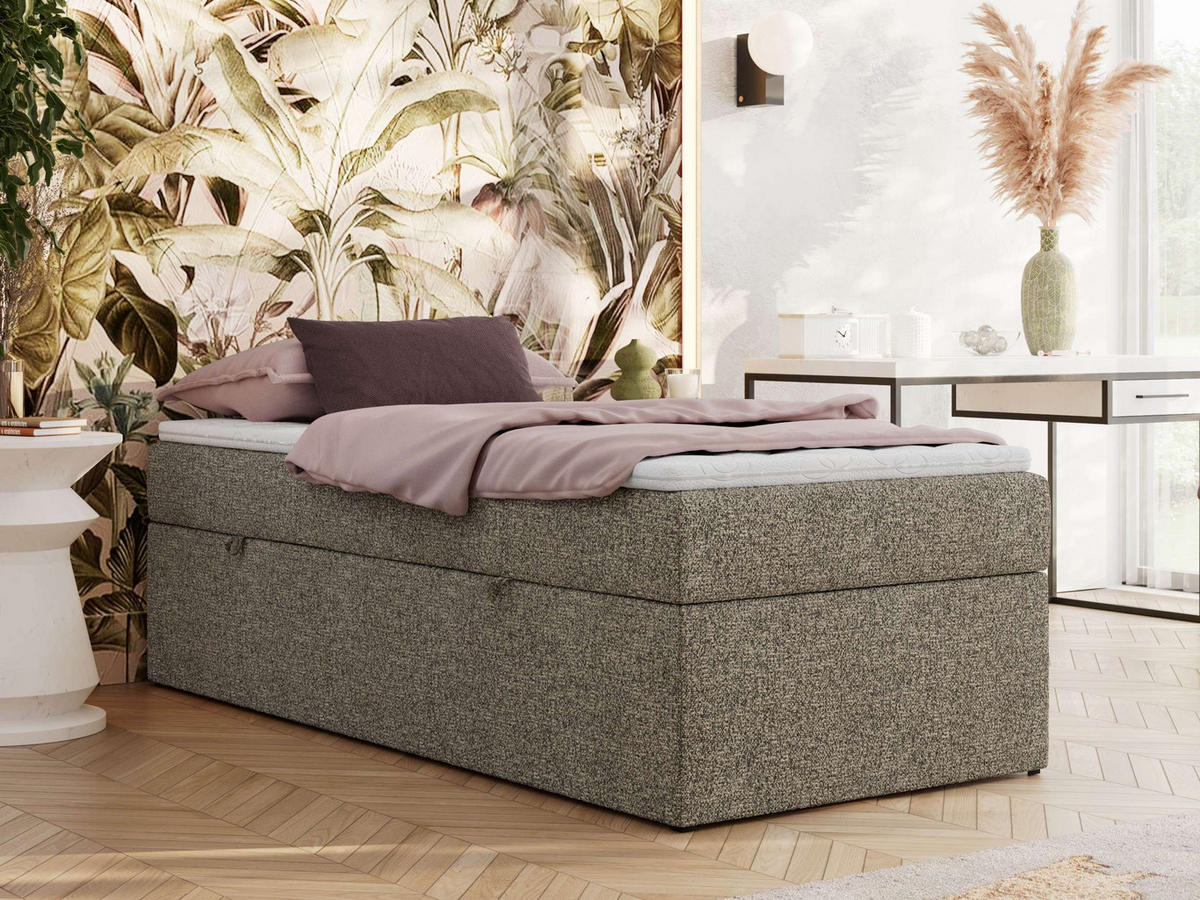 BOXBETT ZERO 90/200 - Grau Struktur - H3 - Topper T25 - Grau, Textil (90/200cm) - MKS