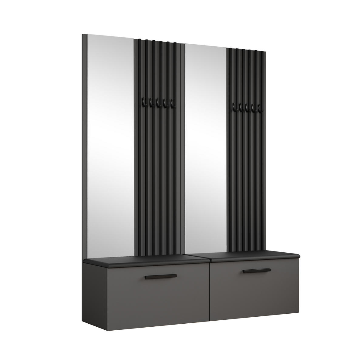 GARDEROBENSCHRANK Rosanno II Grau 80,6/204/40 cm – Modern, mit Spiegel und Kleiderhaken - Grau, Holzwerkstoff/Kunststoff (80.7/204/40cm) - AX Living