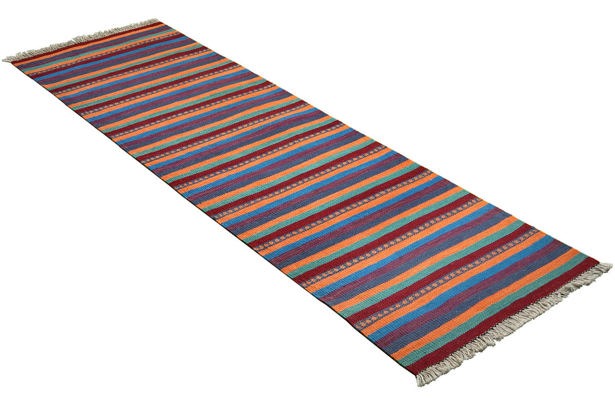 HANDWEBTEPPICH Kelim Gashgai Mehrfarbig 197/60 cm Schurwolle - Multicolor, Textil (60/197cm) - Looma