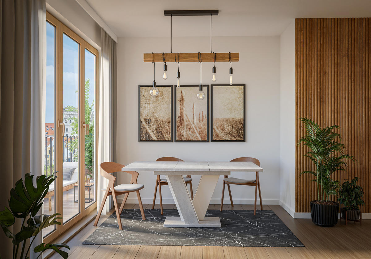 ESSTISCH Ausziehbar 120 - 160 cm Betonoptik und Weiß - Weiß/Grau, Holzwerkstoff (120/90/75cm) - PROSPERO