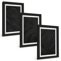 BILDER SET 3er Set - 20x30 cm Schwarzer Rahmen - Dunkler Marmor, elegante Texturen - Schwarz, Kunststoff (20/30cm) - TULUP