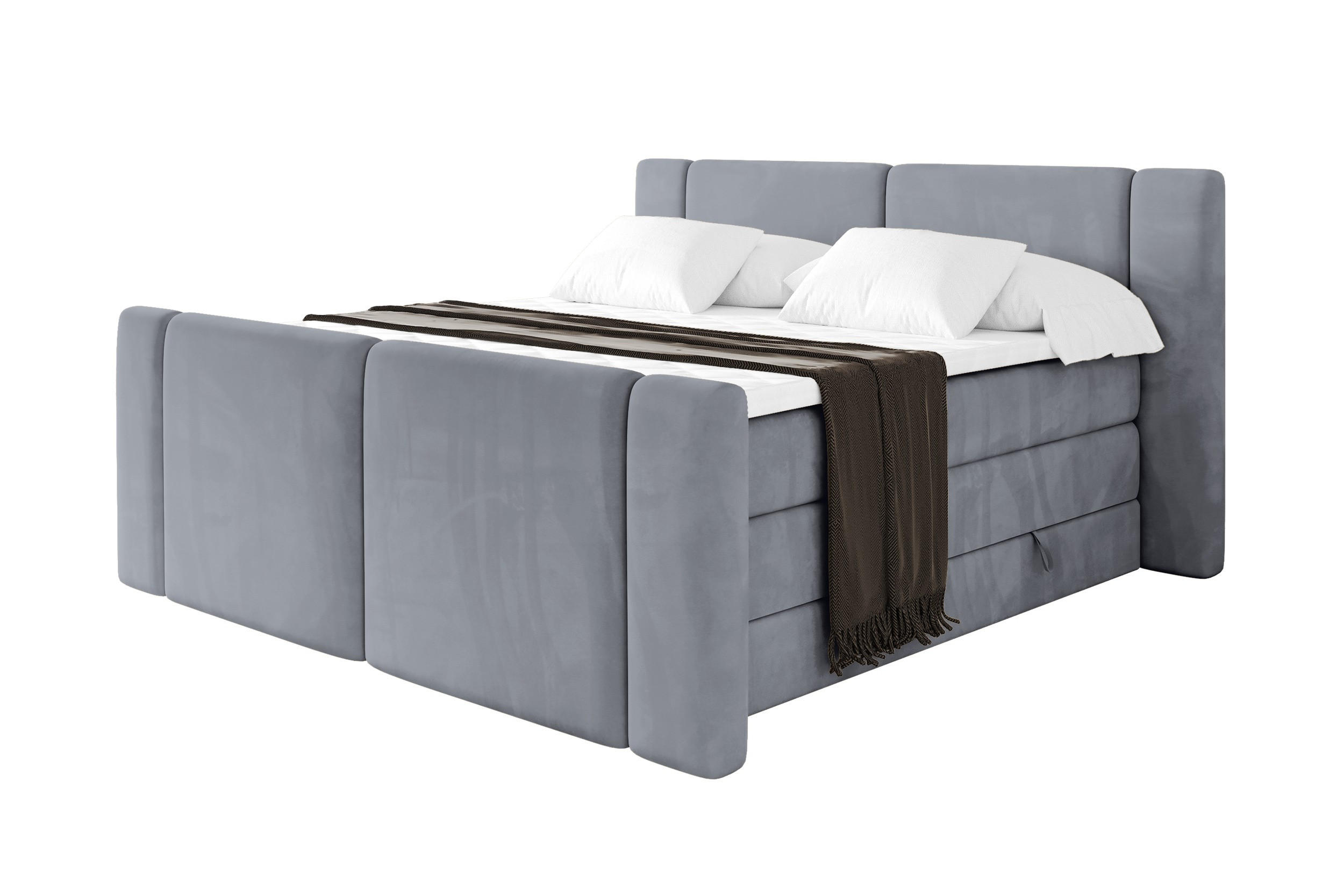 BOXSPRINGBETT mit Matratze H3/H4 - EVON KING Zanozek - 140x200 cm Grau - Grau, Holzwerkstoff (140/200cm) - ALTDECOR