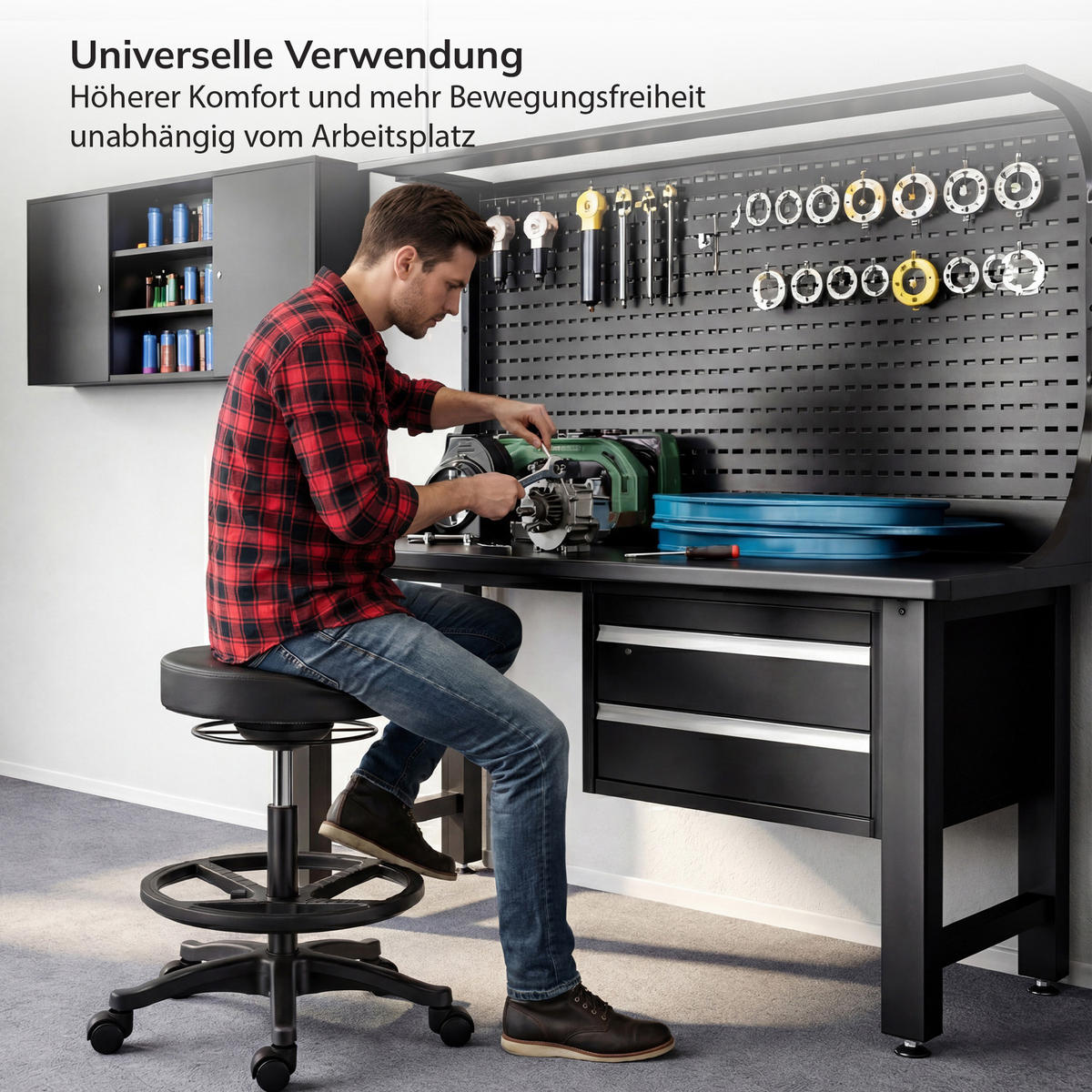 GARAGENHOCKER - Schwarz, Metall (68/58/68cm)