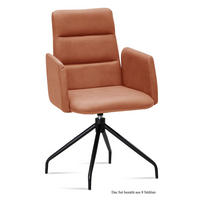 ARMLEHNSTUHL drehbar (8er-Set) Domona 52x92x60 Schwarz/Cognac - Cognac/Schwarz, Kunststoff (60/92/52cm) - 58aufmkessel