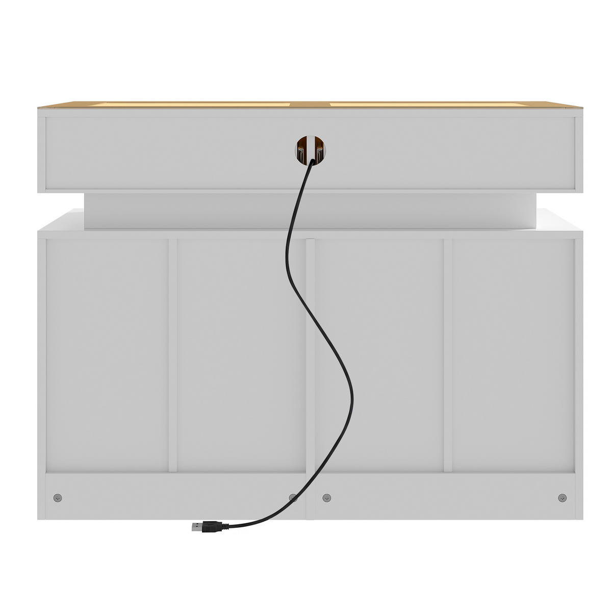 SIDEBOARD LED Glas 8 Schubladen Unterteilung Weiß 100cm Modern - Weiß, Glas (100/76/45cm) - FLIEKS