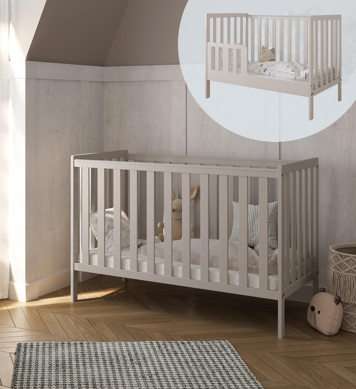 BABYBETT Lio - Beige, Holzwerkstoff (60/120cm) - kiki design