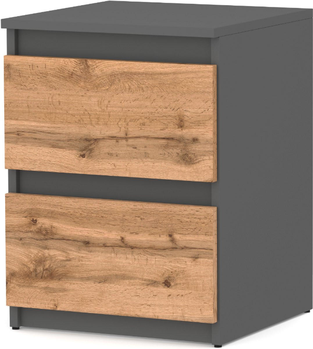 NACHTTISCH LOFT – GRAU MATT EICHE WOTAN - Eiche Wotan/Grau, Holz (40/53.5/40cm) - Stiv Meble