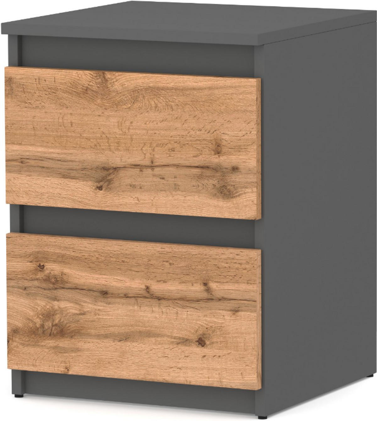 NACHTTISCH LOFT – GRAU MATT EICHE WOTAN - Eiche Wotan/Grau, Holz (40/53.5/40cm) - Stiv Meble