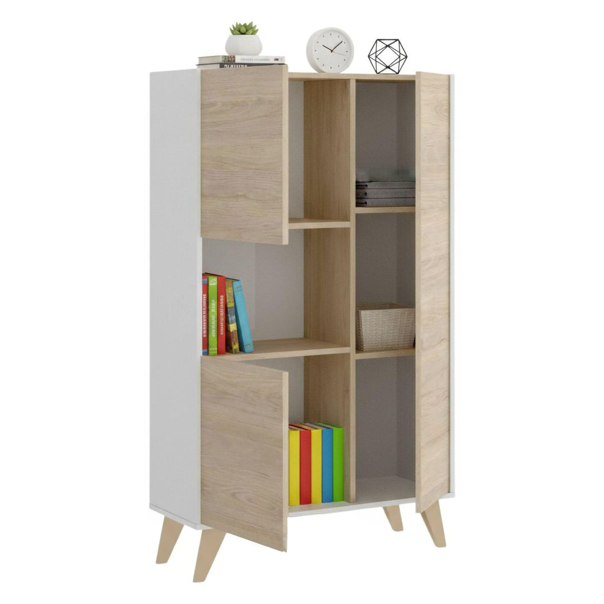 HIGHBOARD Holz-Effekt Eiche, Weiß 43x81h135 - Honigeiche/Weiß, Holzwerkstoff (81/135/43cm) - DMORA
