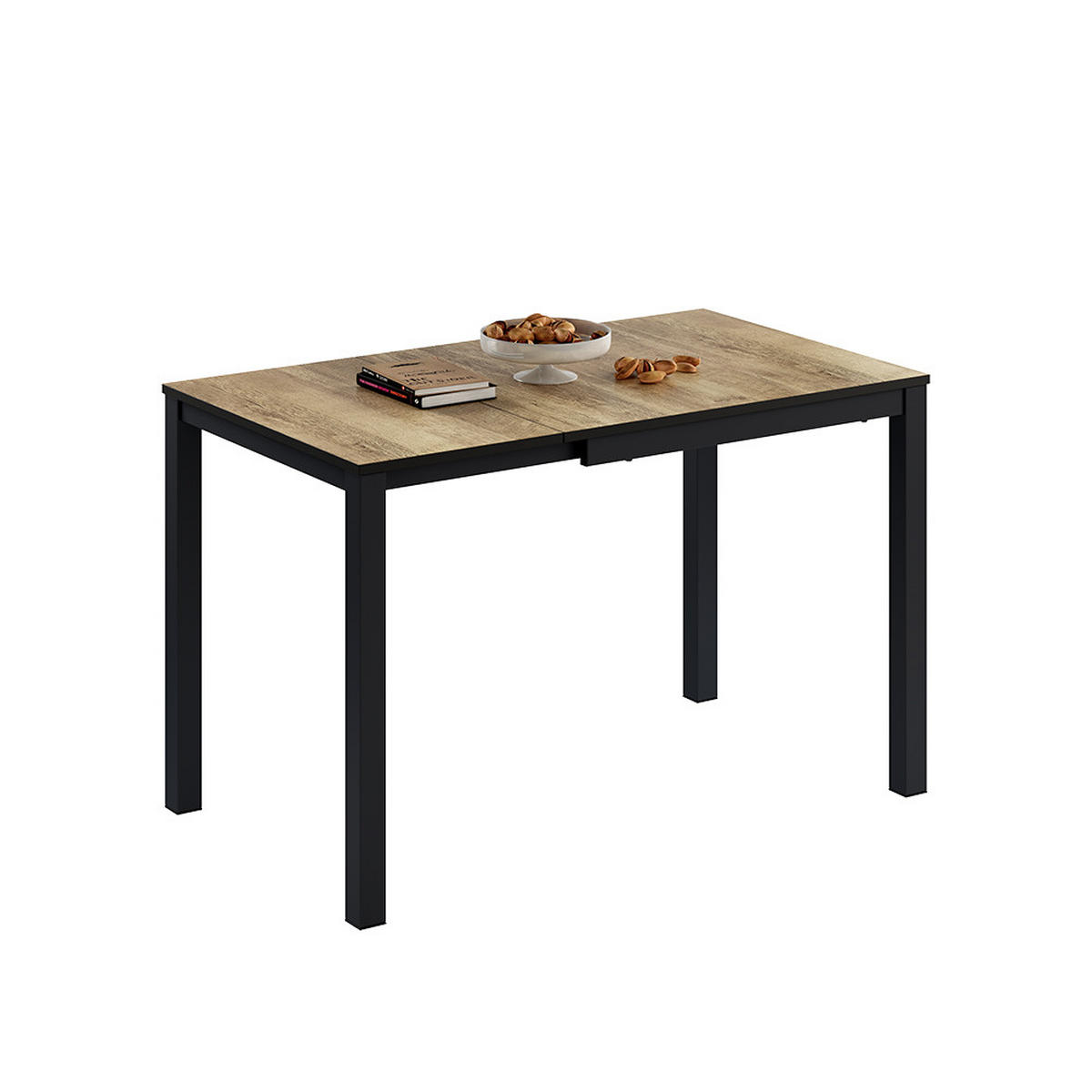 ESSTISCH Granny Eiche rustikal/Anthrazit 120 x 70 cm ausziehbar - Alteiche/Anthrazit, Holzwerkstoff (70/120/76cm) - Vicco