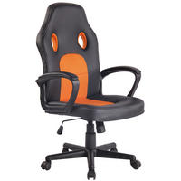 BÜROSTUHL Elon mit Netz- und, Kunstlederbezug, Schwarz/Orange - Orange, Kunststoff/Textil (61/115/59cm) - TPFLiving