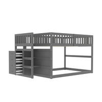 ETAGENBETT niedrig 140x200 cm Holz Grau mit Treppe und 4 Schubladen - Grau, Holz (140/200cm) - Meubliv