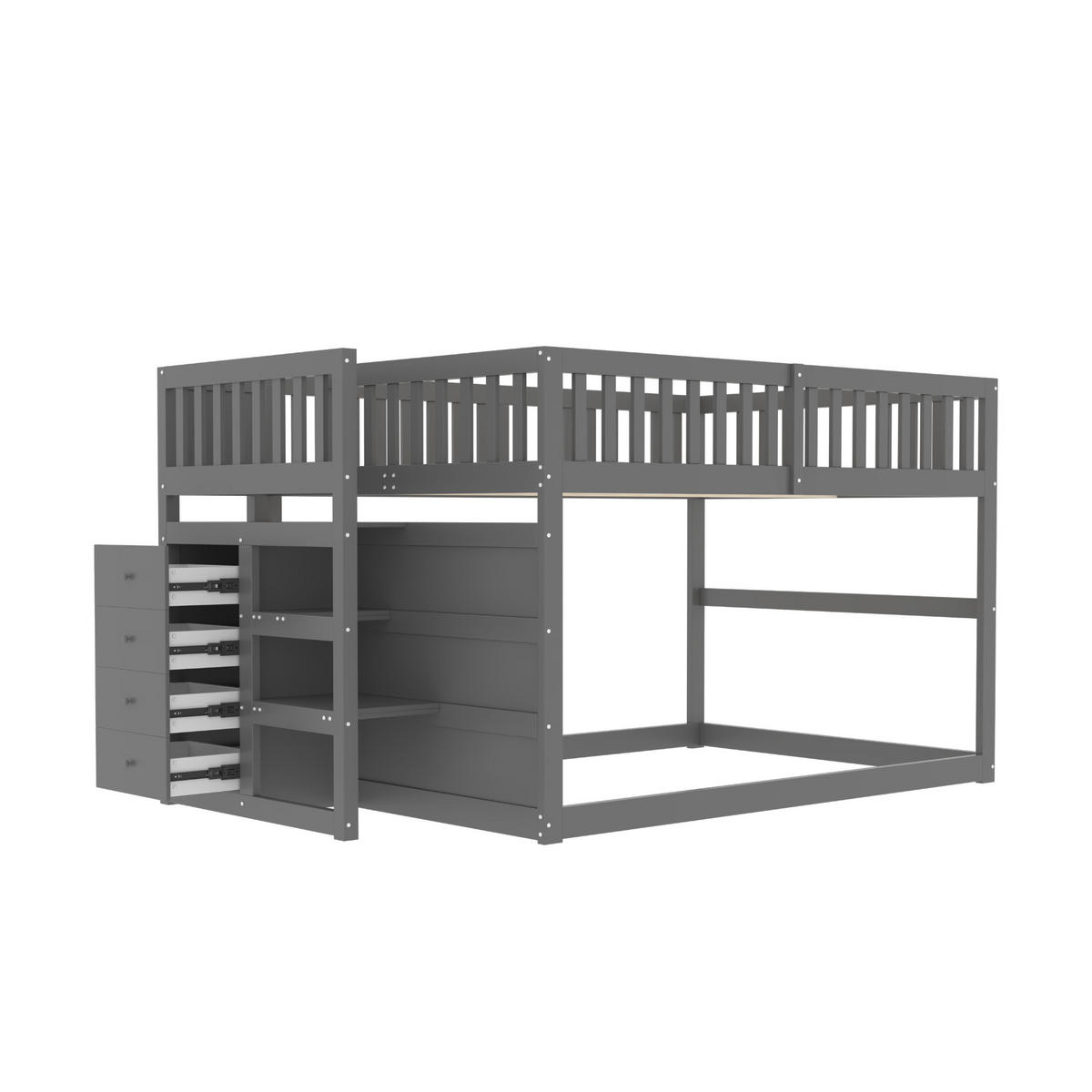 ETAGENBETT 140x200 Sicherheitsbett Staufach Holz Grau - Grau, Holzwerkstoff - FLIEKS