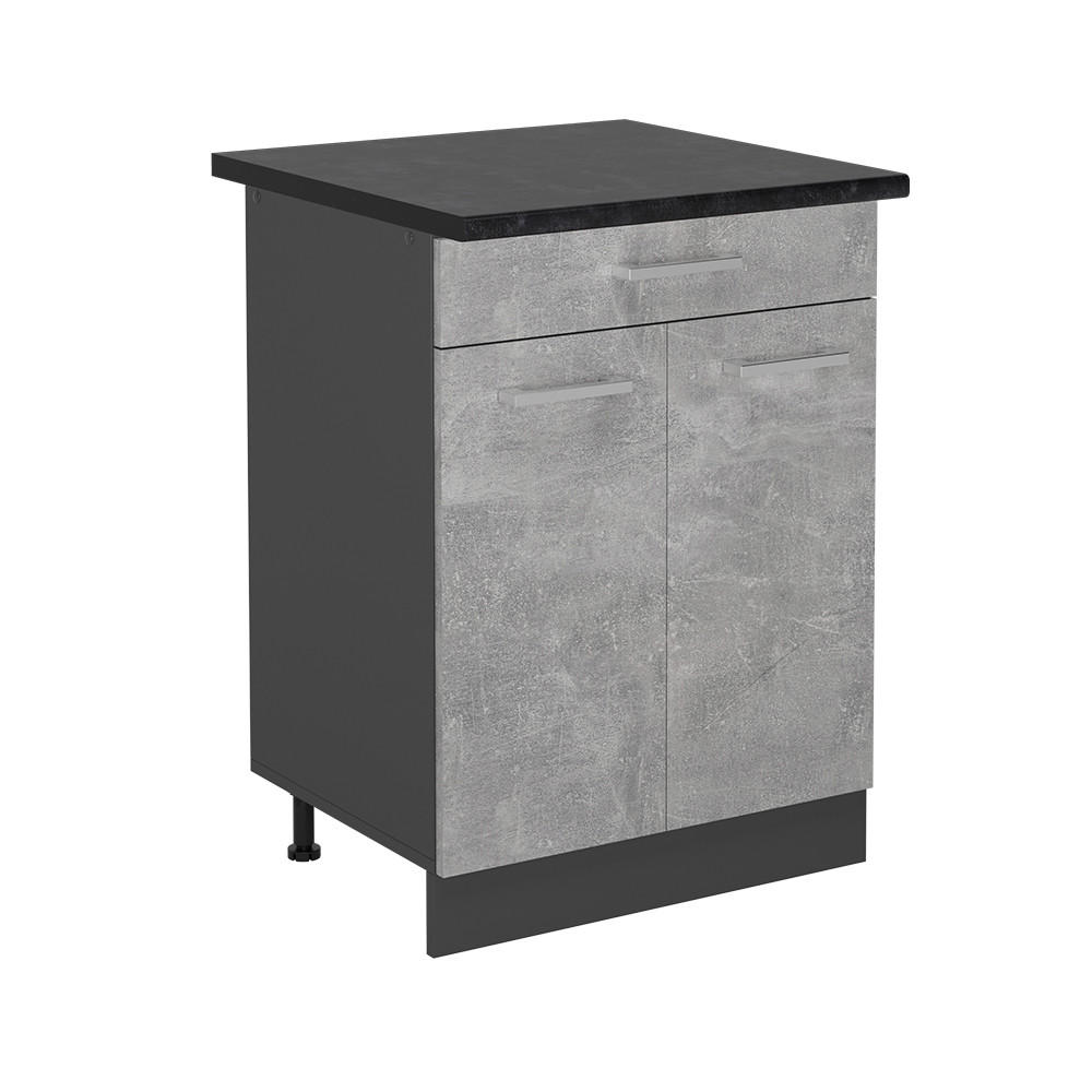 KÜCHENUNTERSCHRANK R-Line Beton 60 cm , AP Anthrazit - Schieferfarben/Anthrazit, Holzwerkstoff (60/81.6/60cm) - Vicco