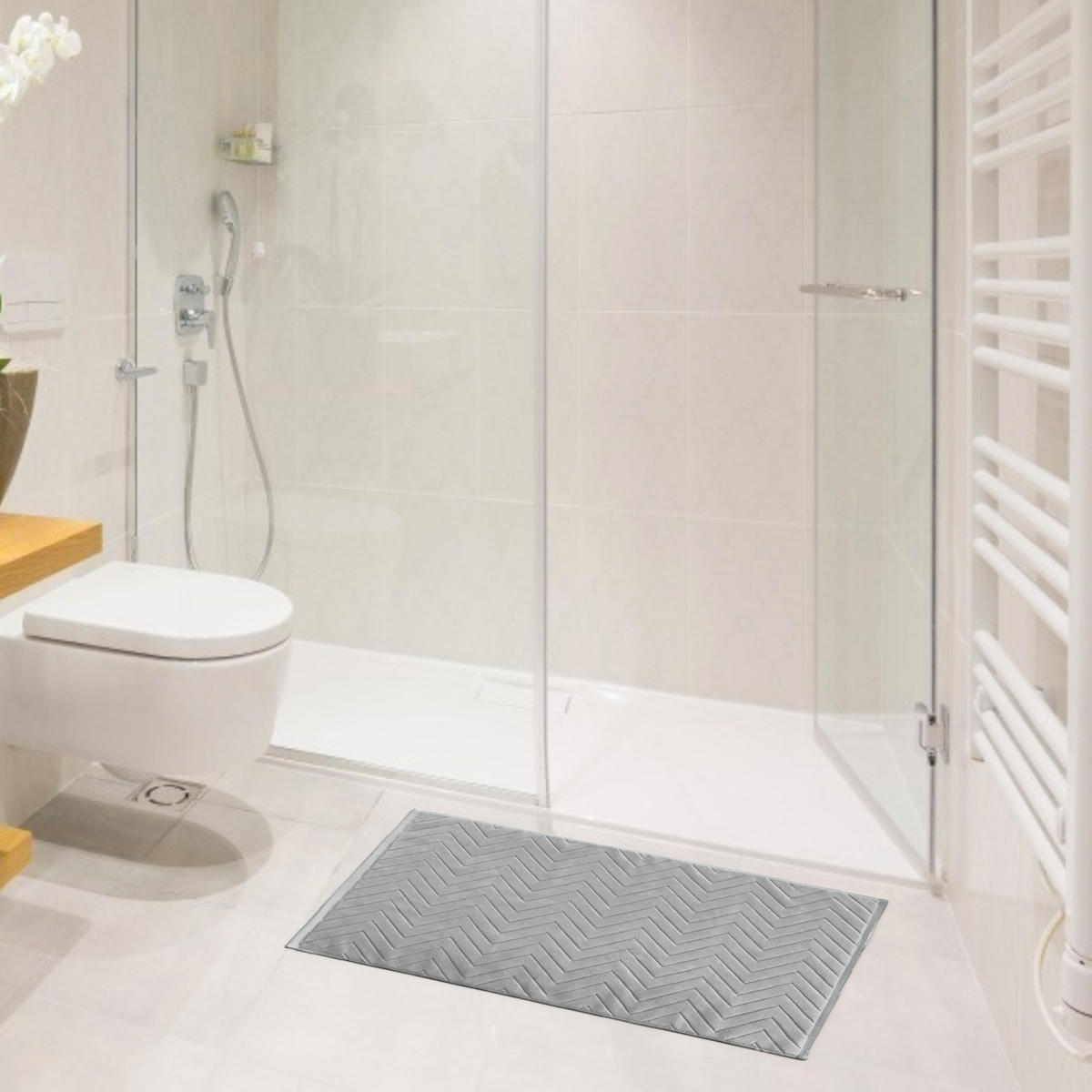 BADEMATTE rutschfest mit Memory-Schaum (Grau) - Grau, Textil (50/80cm) - Intirilife