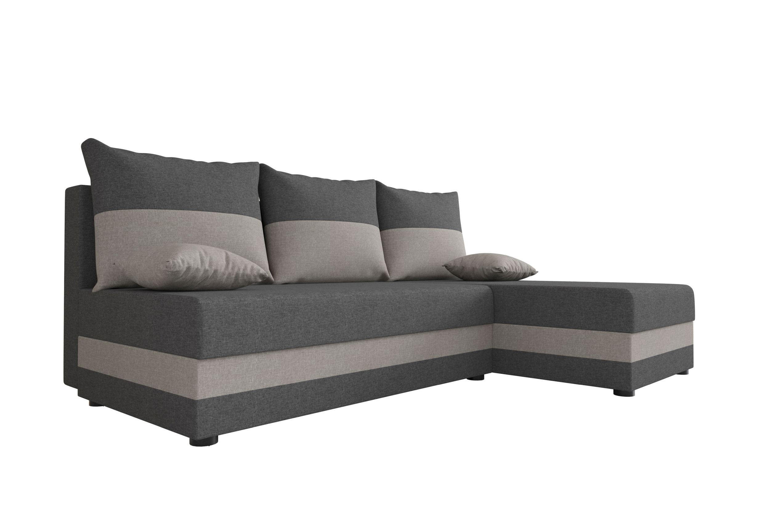 ECKSOFA HEWLET L Sawana 05+21 Rechts mit Schlaffunktion - Grau, Textil (200/140cm) - Bedante