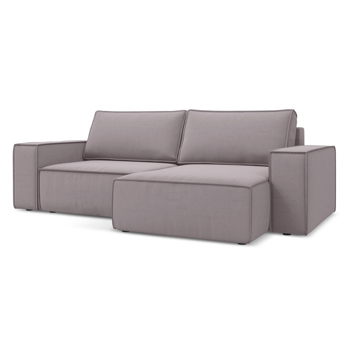 ECKSOFA mit Schlaffunktion Samt Stoff Violett - Lila/Flieder, Kunststoff/Textil (257/148cm) - LaMiaSofa