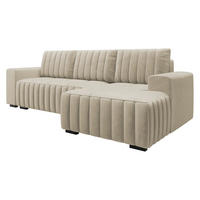 ECKSOFA Hugo, Seite: Rechts - Dunkelbraun/Beige, Holz/Textil (240/140cm)
