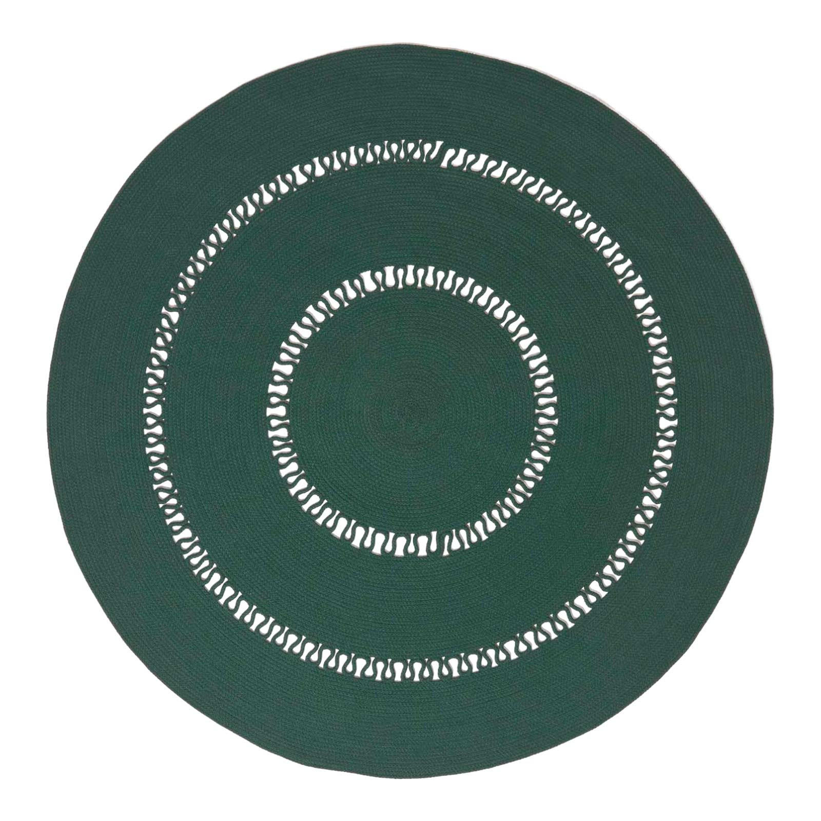 TEPPICH geflochten rund mit Häkel-Muster 150 cm - Dunkelgrün, Textil (150/150cm) - Homescapes