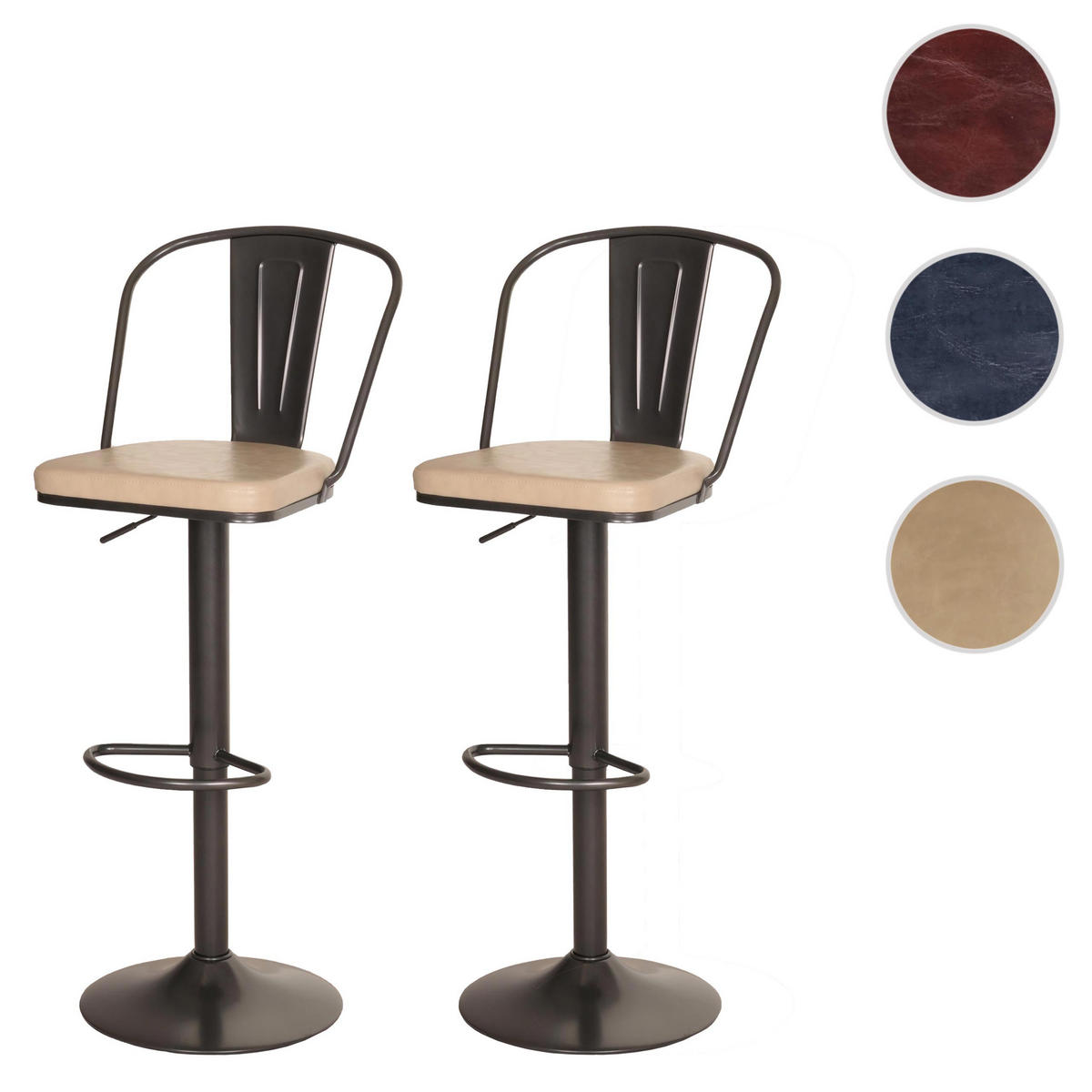 BARHOCKER H10A Schwarz, Beige 2er-Set - Beige/Schwarz, Textil (43/112/42cm) - MCW