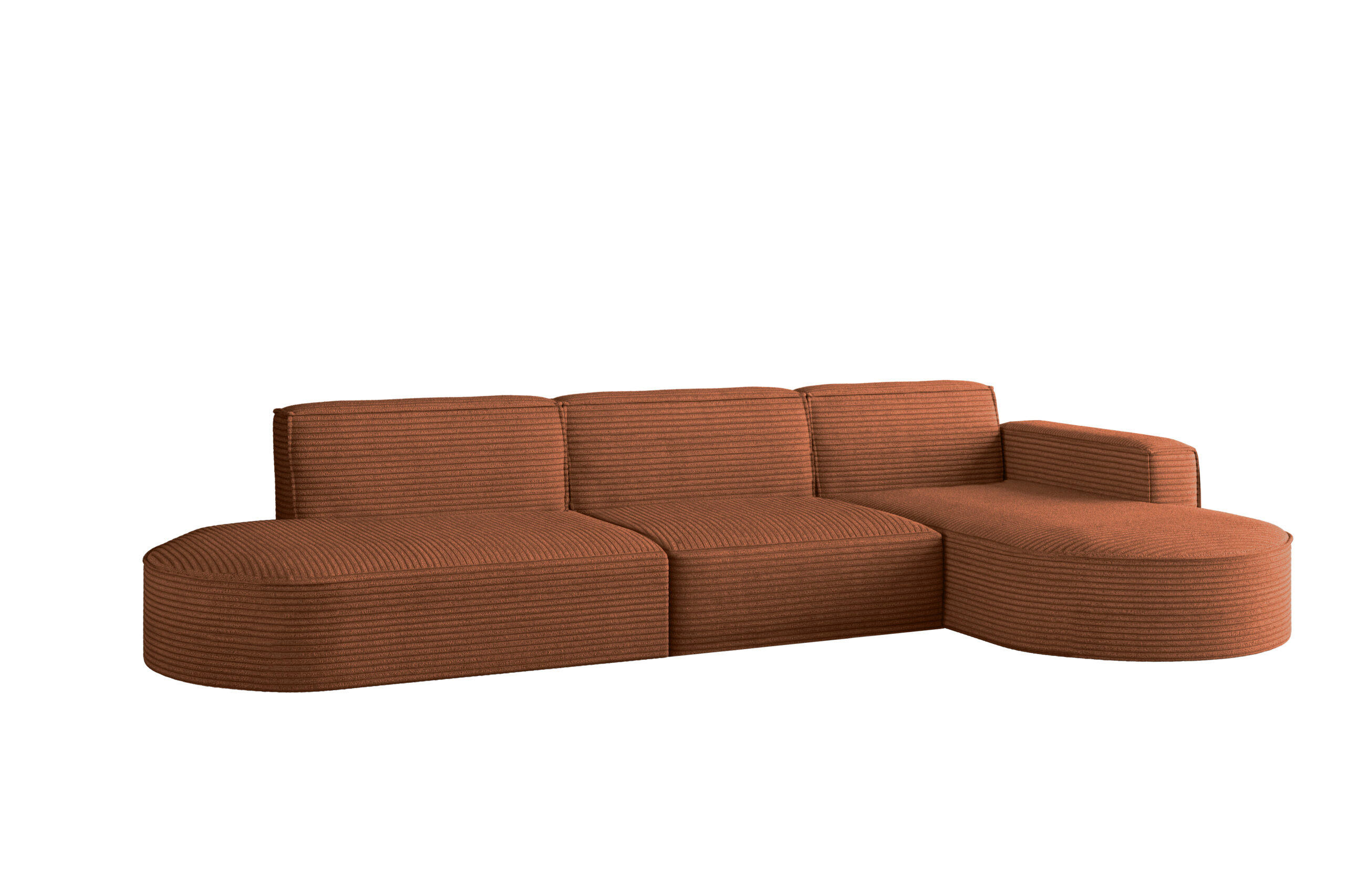 ECKSOFA Designer, Sofa L form MODENA 302 cm stoff Poso Ziegel Rechts - Orange, Holz (302/296cm) - Kaiser Möbel