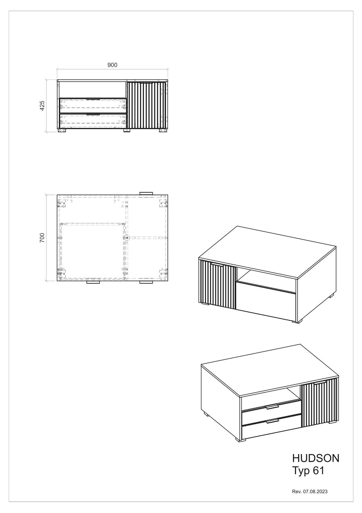 COUCHTISCH M17 Weiß Matt & Schwarz 90/43/70 cm - Weiß, Holzwerkstoff (70/90/43cm) - Livojo