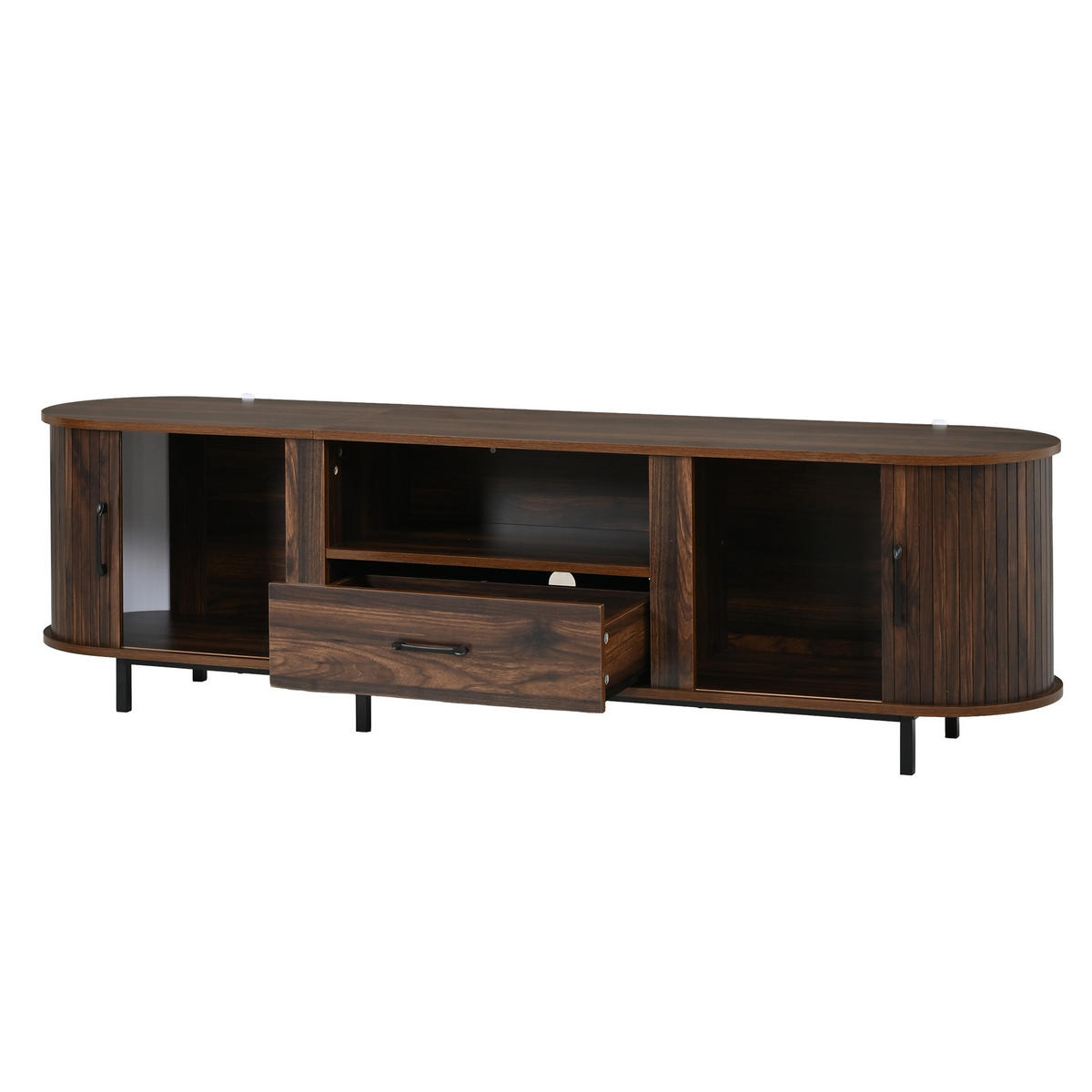 TV-SCHRANK 180/40/45 cm Walnuss mit 1 Schublade und 2 Schiebetüren - Nussbaumfarben, Holzwerkstoff/Metall (180/45/40cm) - Oxeza